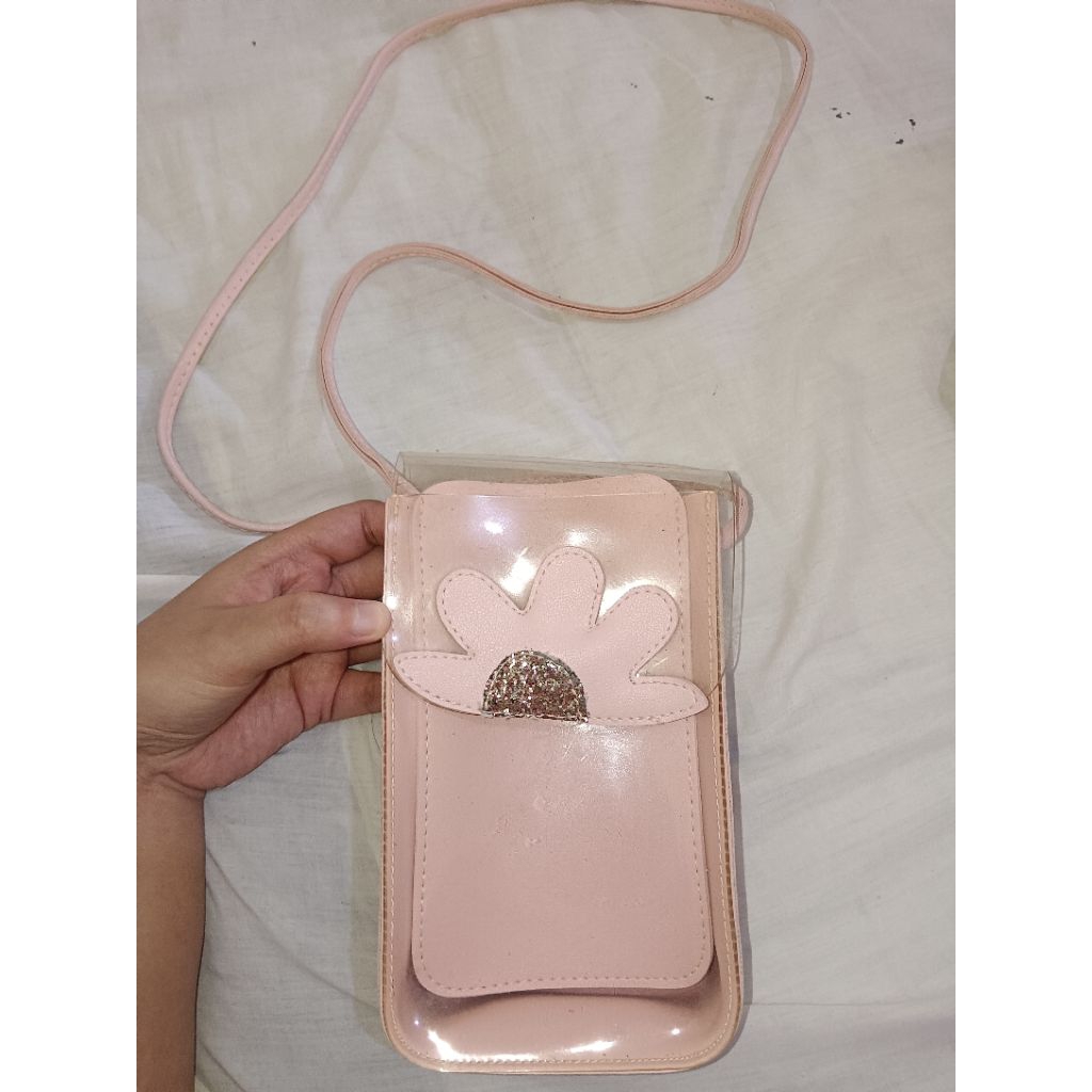 Tas Sling Bag Warna Baby Pink Soft Pink - Baru