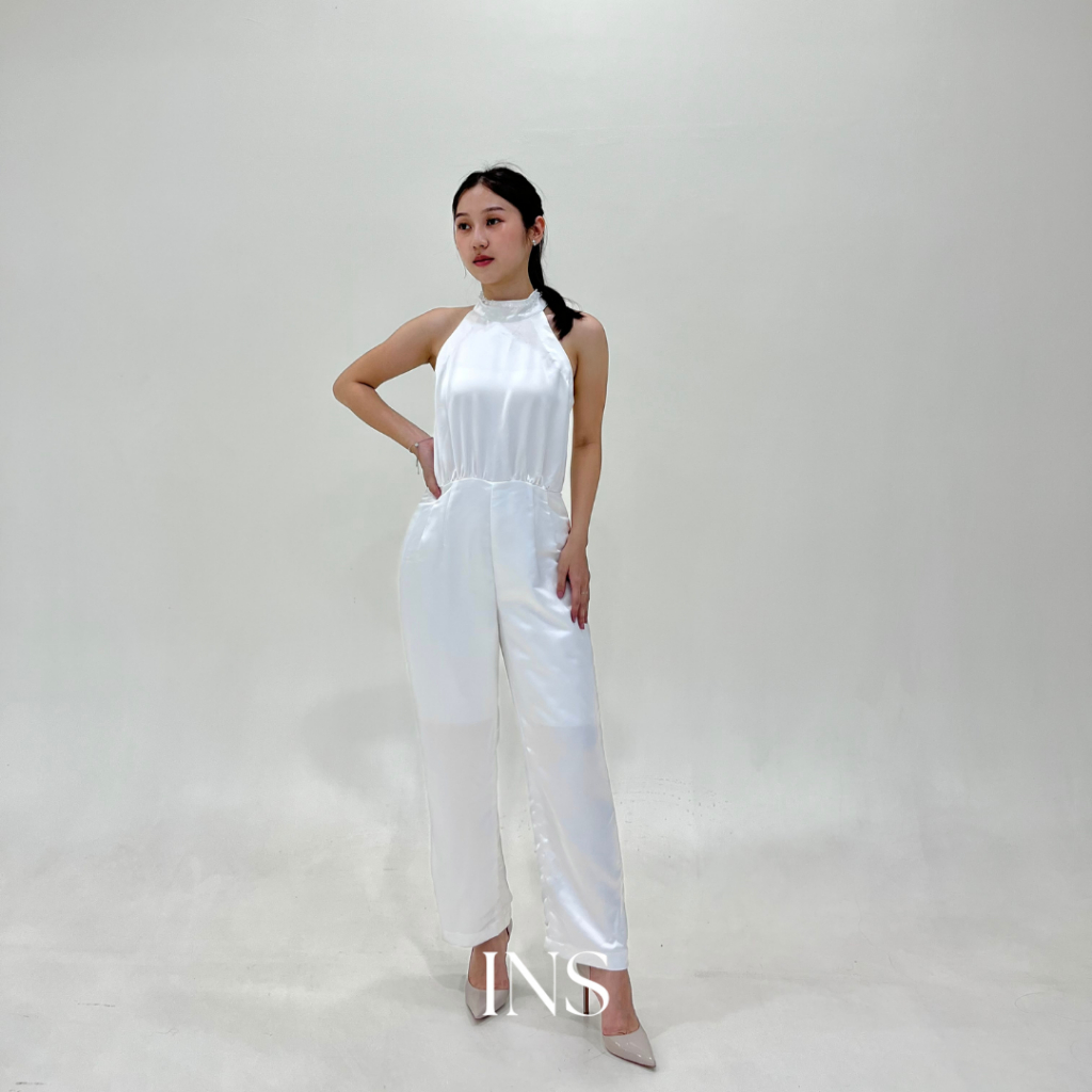 [WEARING INS] Lumi Jumpsuit - Jumpsuit Wanita Sleeveless Halter Neck - Fashion Party Outfit Set