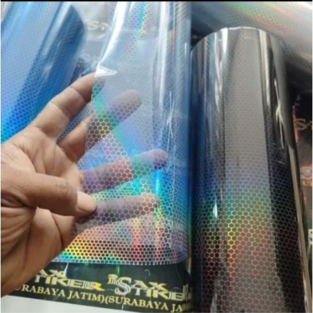 Stiker skotlet transparan pelangi motor/mobil model sarang tawon untuk lampu motor/mobil