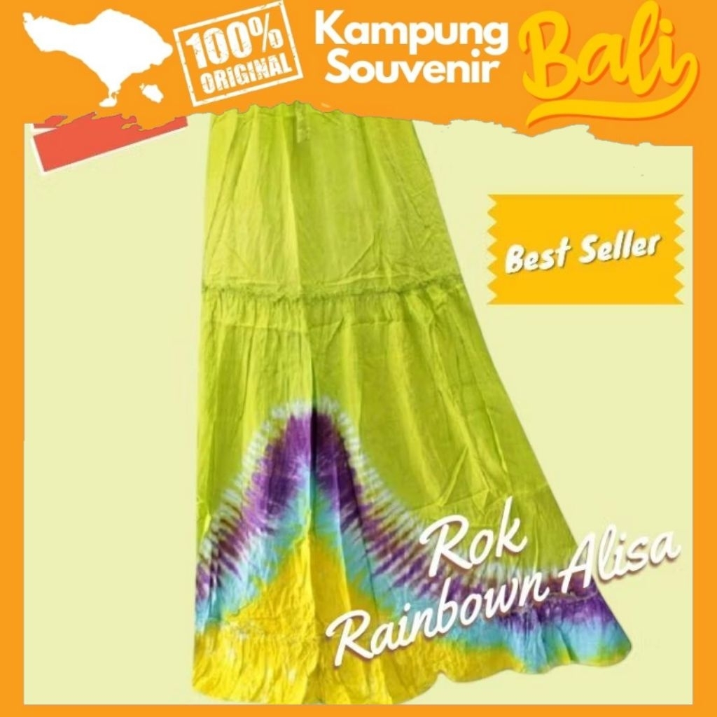 Rok Panjang Rainbow Alisa Rayon Adem Oleh Oleh Khas Bali Rok Wanita Kekinian