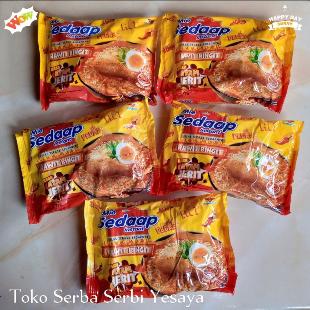 

Mie Sedap Instan Kuah Rasa Ayam dengan Cabe Rawit Ayam Bawang Paket (5 pcs x 77 gram)