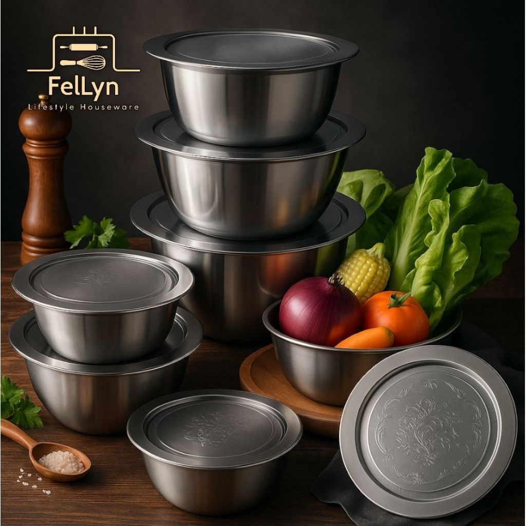 WADAH SAJI BASKOM TUTUP STAINLESS STEEL 20CM