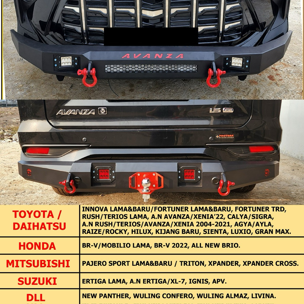 PREMIUM Paket Tanduk Depan Towing Belakang Besi Pengaman Bumper Depan Belakang Model Custom Emboss I