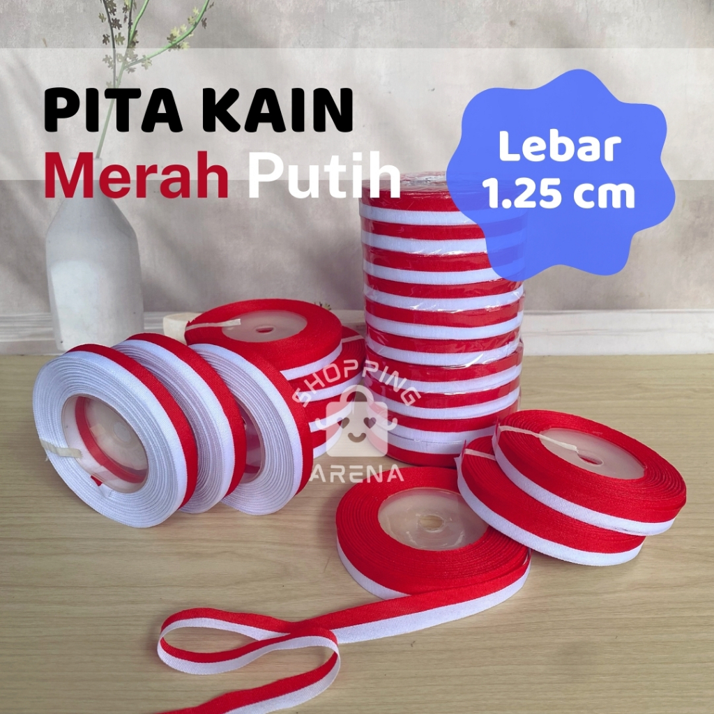 

Pita Bendera Merah Putih Lebar 1.25cm Bahan Kain ROLL Satu Gulung Hiasan Agustusan Pramuka Dekorasi Agustus Hari Kemerdekaan Merahputih Tali Bungkus Kado Hampers Hadiah Parcel Tebal Kuat Halus Lembut Tidak Kusut Murah Satin Bagus Shopping Arena Malang