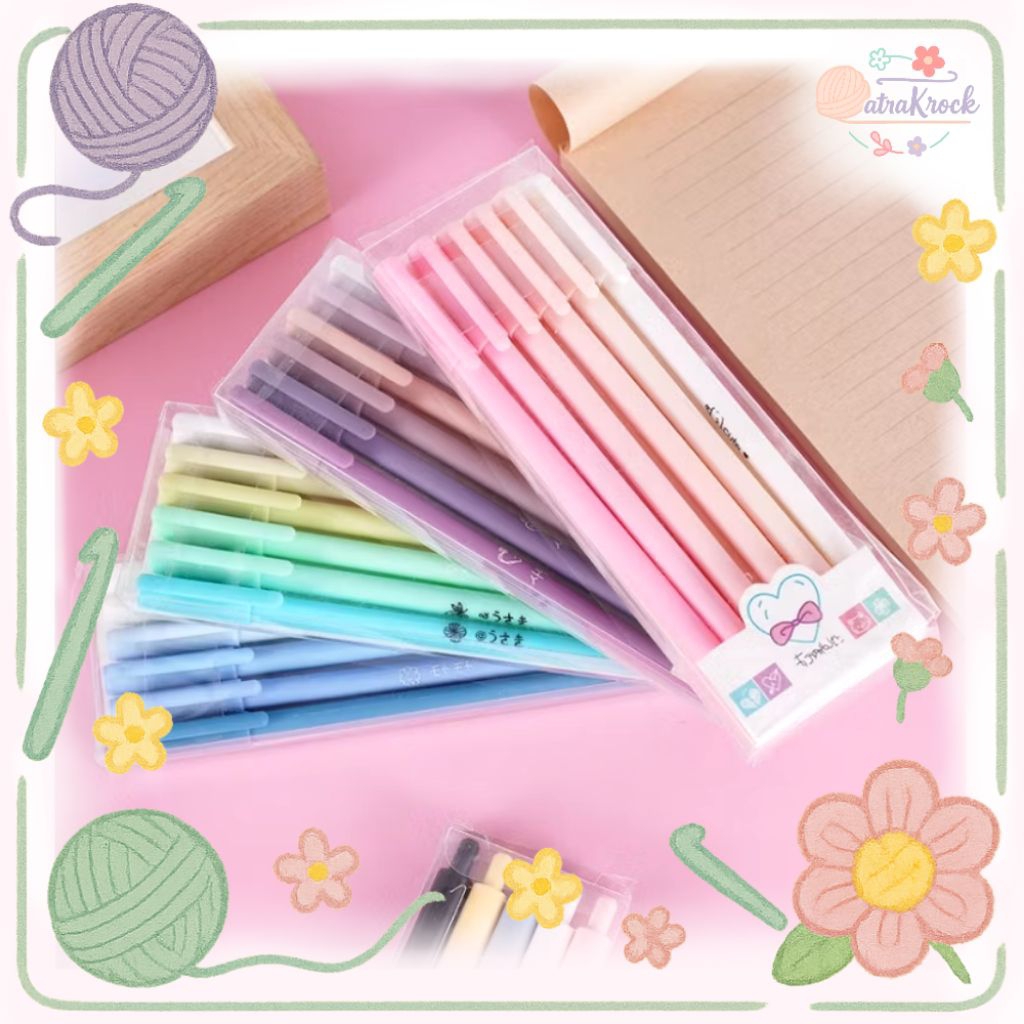 

AKRO - Pulpen Gel Aesthetic 6 IN 1 Warna Pastel 0,5mm || Pulpen Gel 1 Set 6 Pcs || Pulpen Tulis Pastel