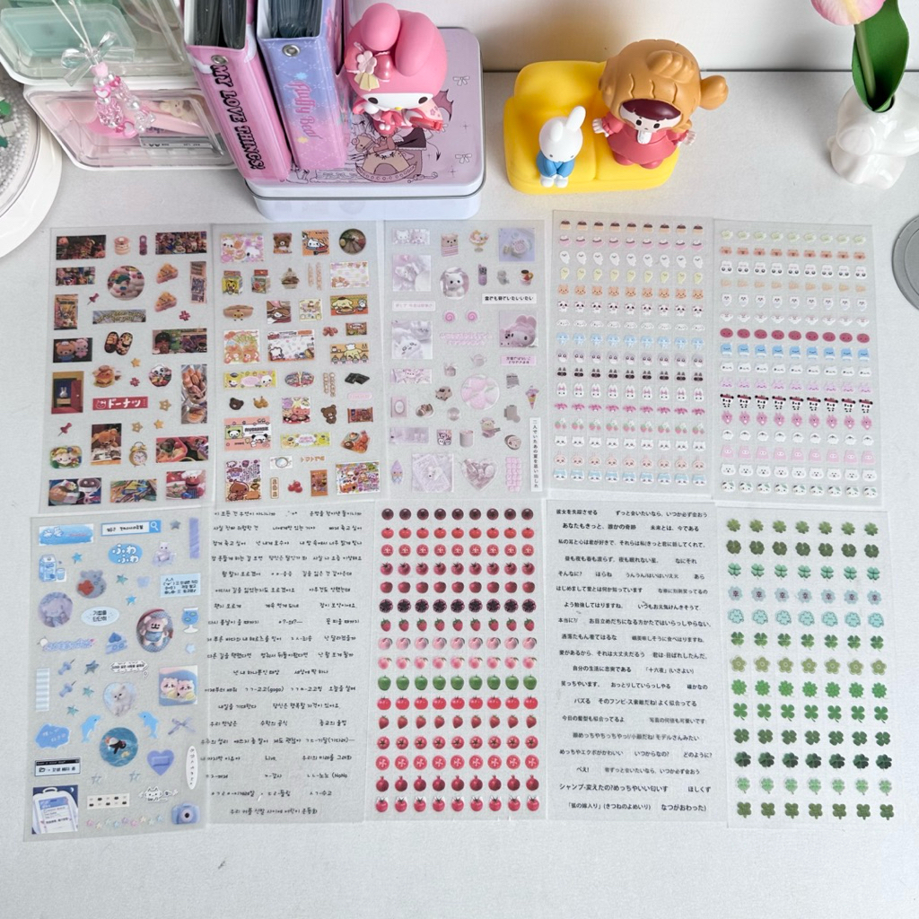 

sticker set flashsand glitter isi 10lbr japan vibes dekorasi journal readystock B3326