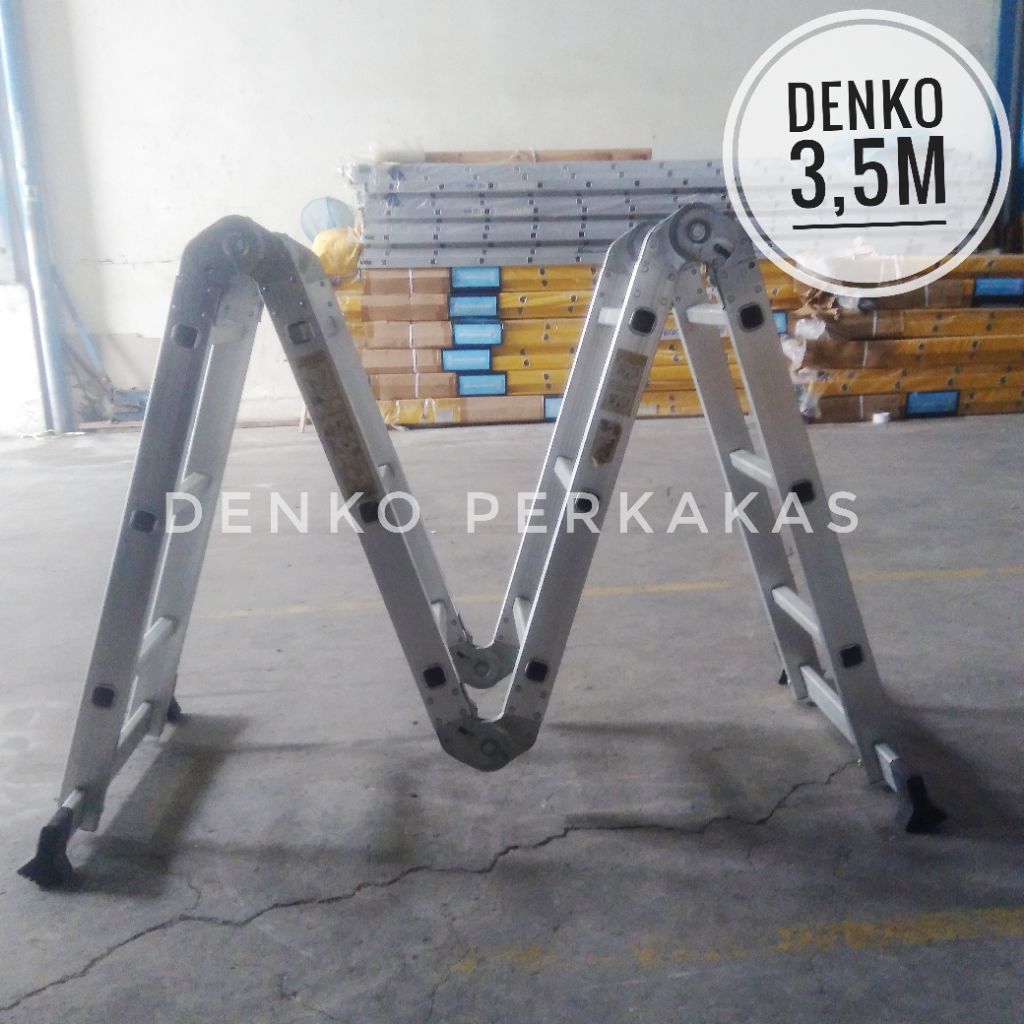 Tangga Lipat Aluminium Multifungsi 3,5M / 4,6M / 5,7M / 6,9M / 8M / 9,2M - Denko