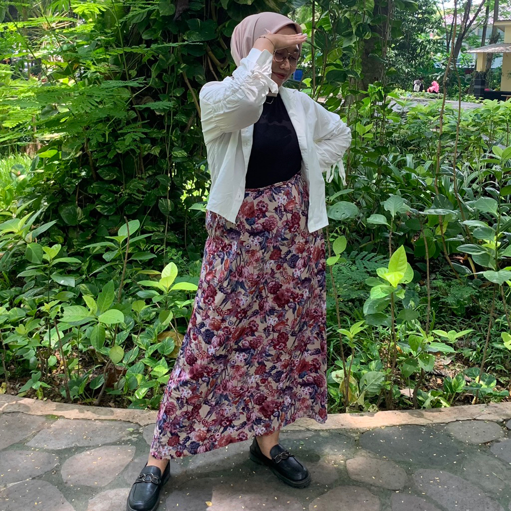 Rok Panjang Motif | Rok Wanita Remaja Dewasa Model A Motif | Rok Katun Rayon Motif