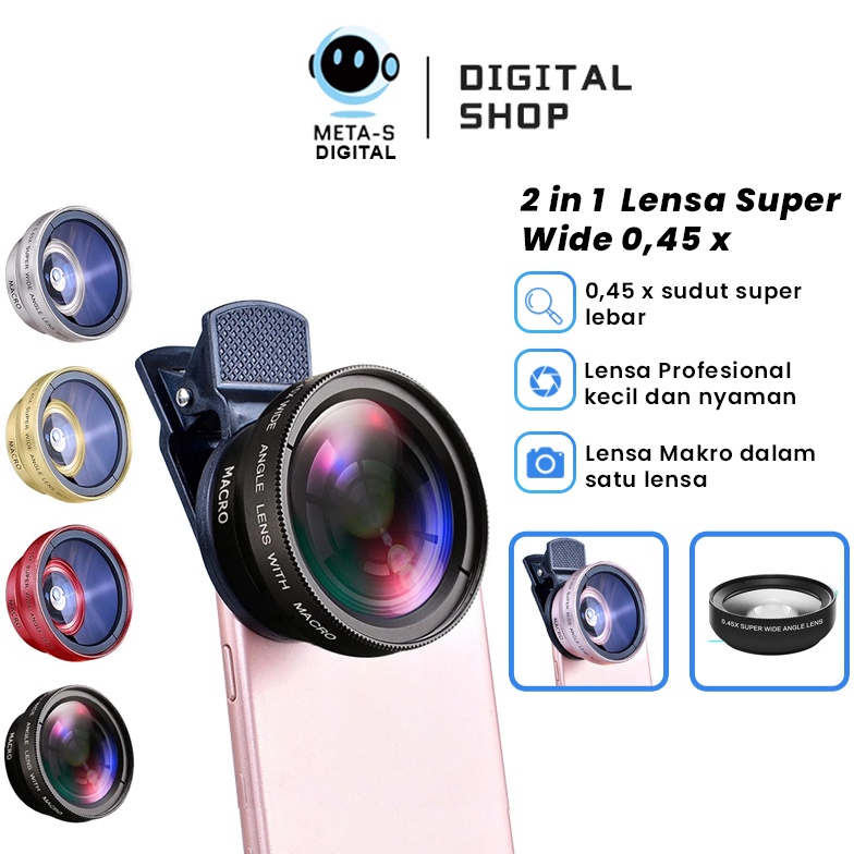 KODE M98Q 2 In 1 Lensa Super Wide Angle Lens Macro Smartphone Aksesoris Lensa Pembesar 125X Camera H