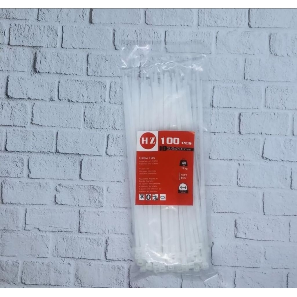 

HZ Cable Ties 3,6 x 200 mm PUTIH / HITAM - Kabel Ties 1 PACK ISi 100 Pcs