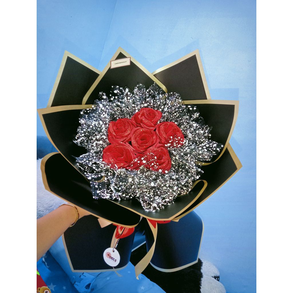 Buket Mawar Merah Artificial- bunga palsu