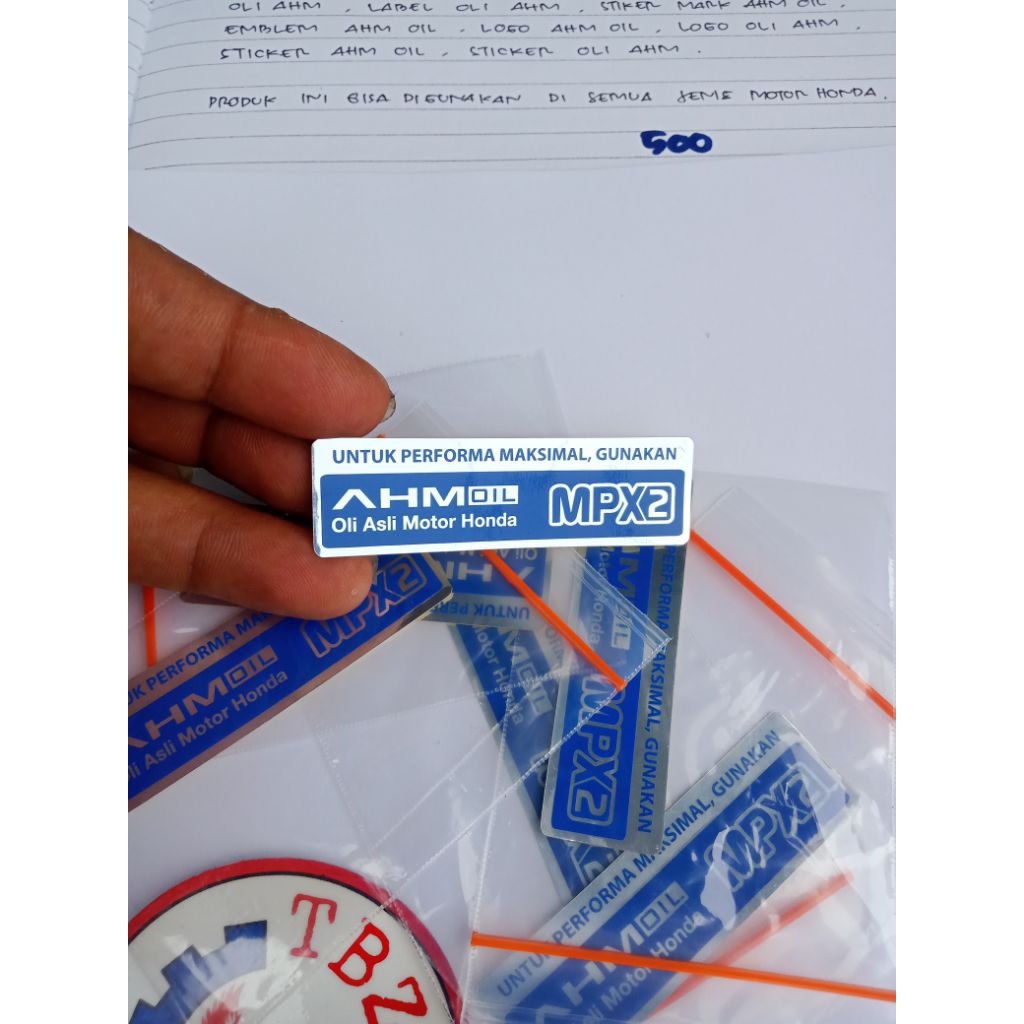 STIKER AHM OIL MPX2 LABEL AHM OIL MPX2 STICKER AHM OIL MPX2 TEMPELAN AHM OIL MPX2 CAP AHM OIL MPX2 L