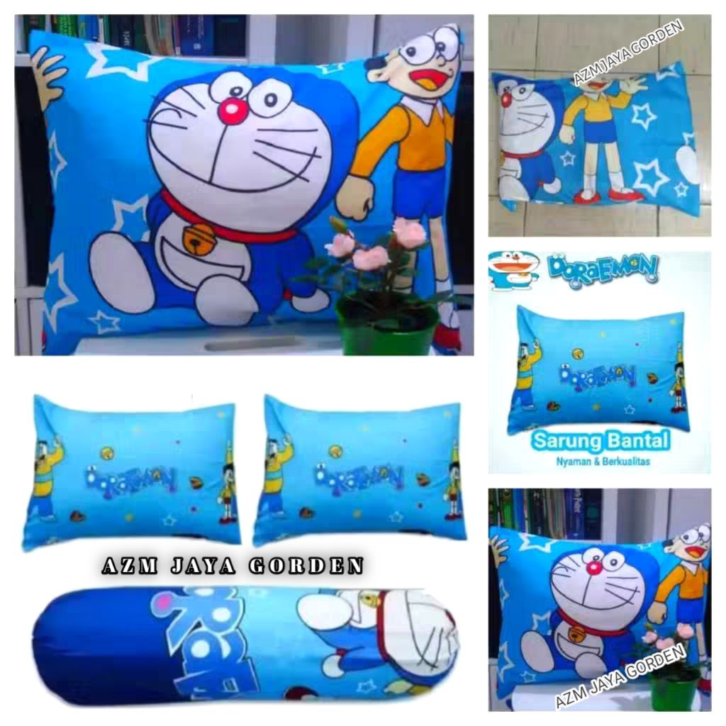 Sarung bantal Doraemon/sarung guling  sarung bantal murah/sarung bantal motip kalakter kartun