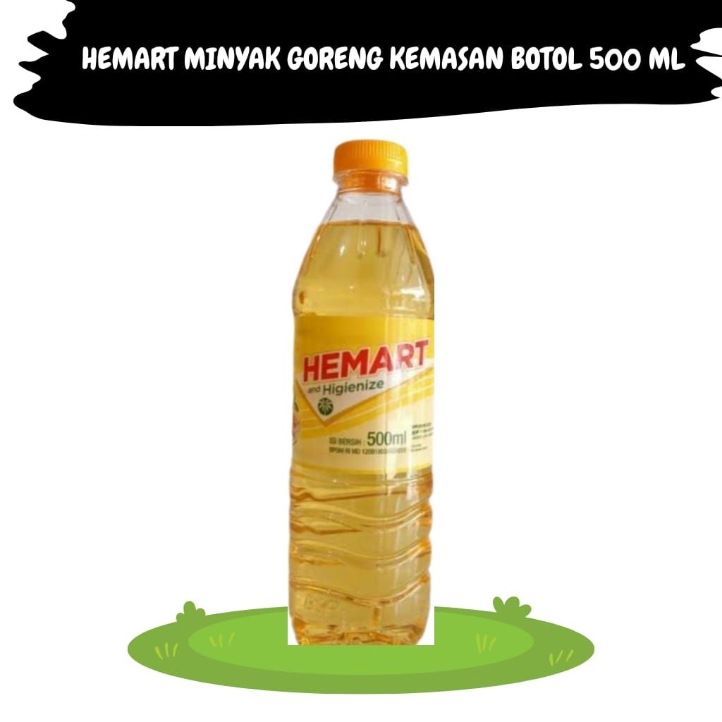 

Hemart Minyak Goreng Kemasan Botol Plastik 500 ML Jernih Bening Non Colestrol/Kolestrol TStore