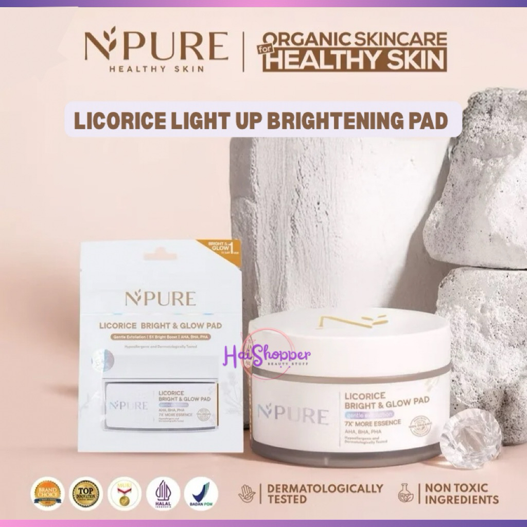 NPURE Brightening Exfoliating Pad Licorice / Light Up / Kapas Wajah Exfoliasi Cerah Glowing | Licori