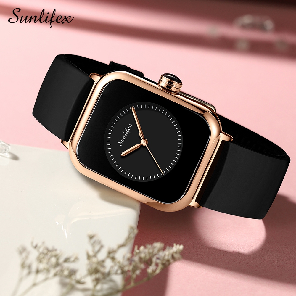 Sunlifex 9416 Jam Tangan Wanita Original Anti Air Tampilan Dial Persegi Jam Tangan Wanita Gaya Mode 