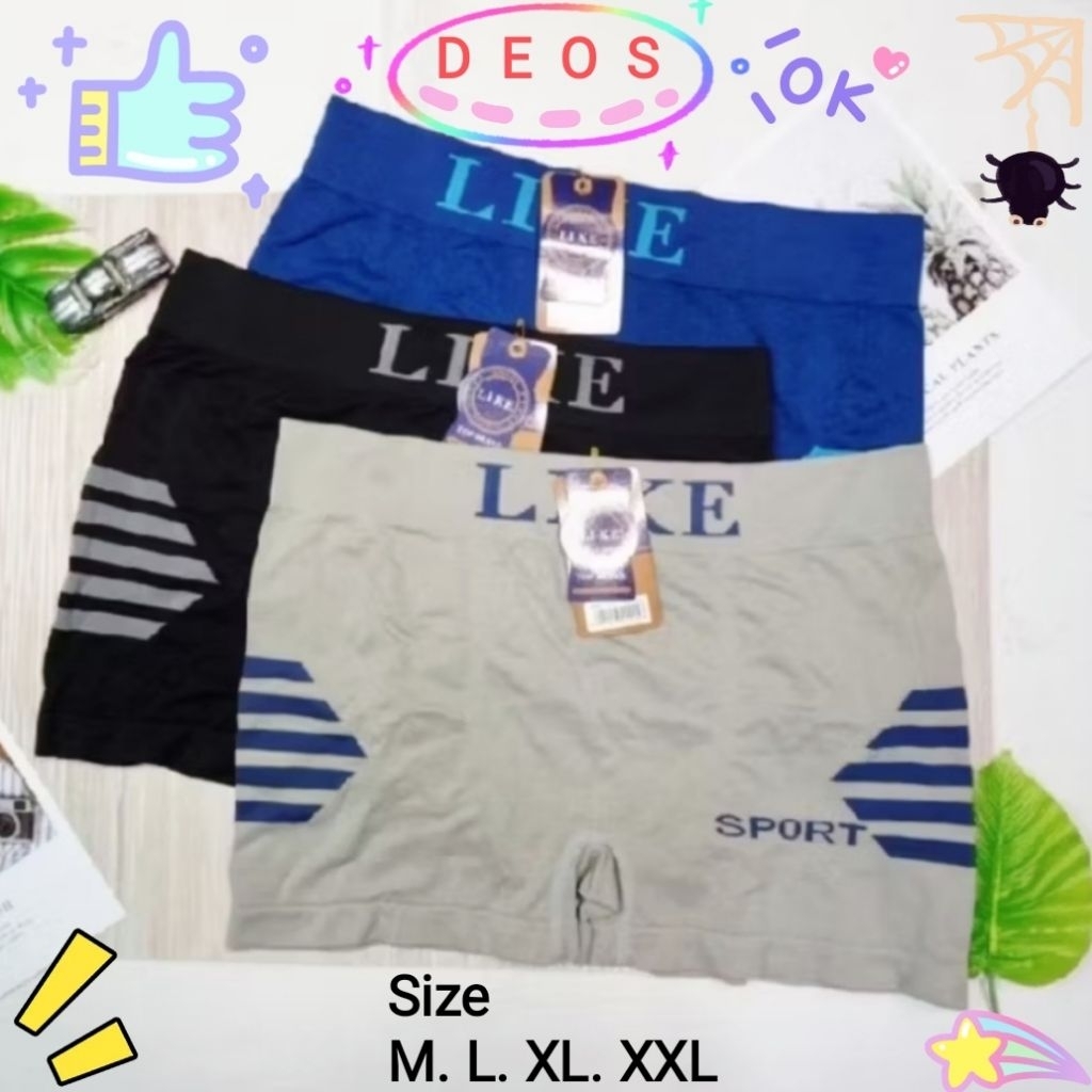 3pcs 6pcs Celana Dalam Boxer Pria LIKE Rajut CD Pria Dewasa Boxer Pakaian Dalam