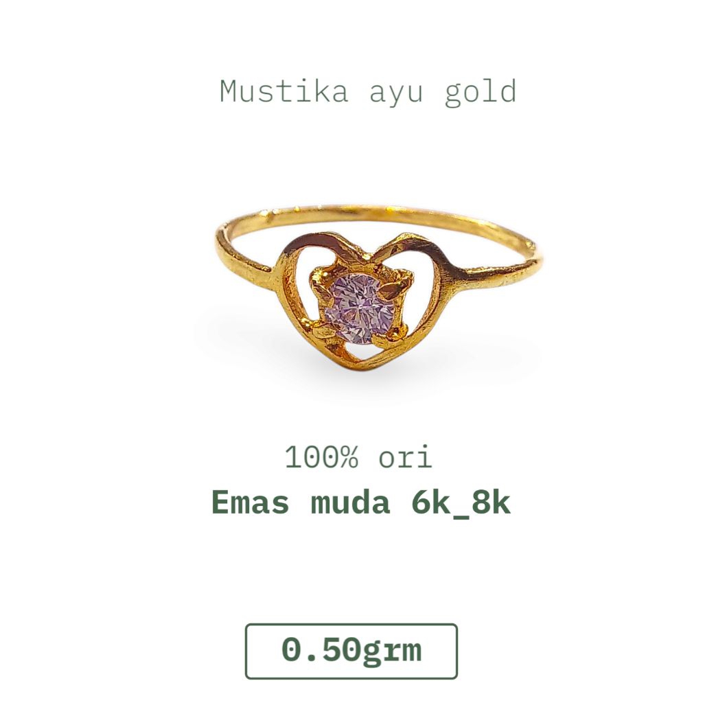Cincin Emas Solitaire love/ emas muda 6k