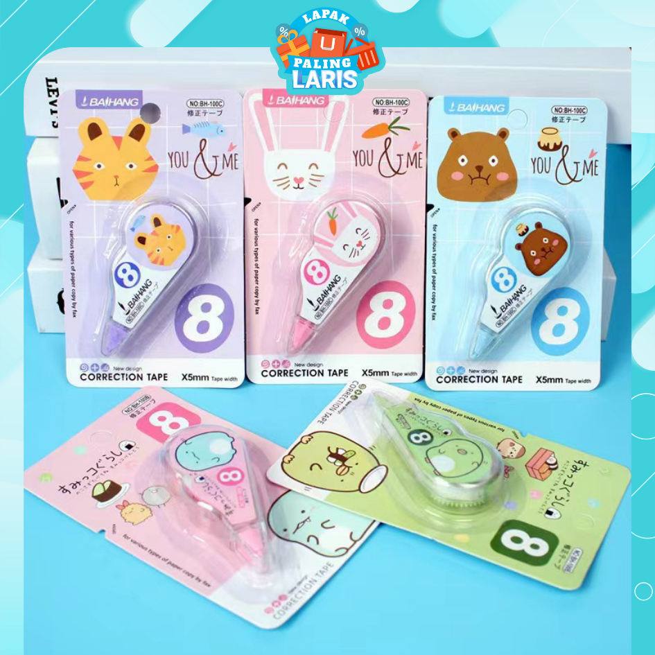 

LPL Correction Tape Students Stationary School Supplies 8M Multiple Color Tipe-x Karakter Lucu Penghapus PenaTip-ex Kertas Mini