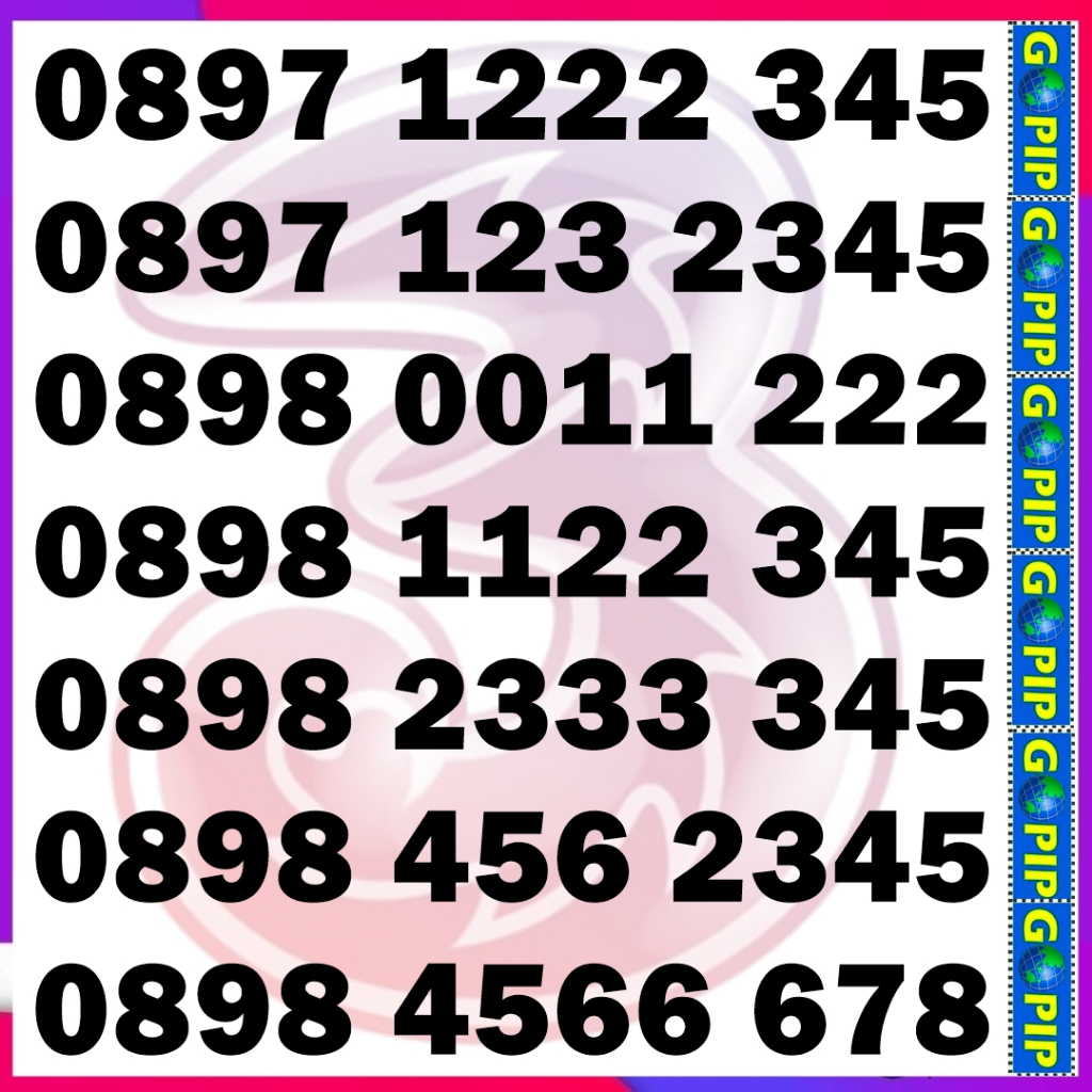 Nomor Cantik Tri 01234 56789 Seri 11 Digit 12 Digit 13 Digit Bukan 10 Digit Kartu Perdana Three 3