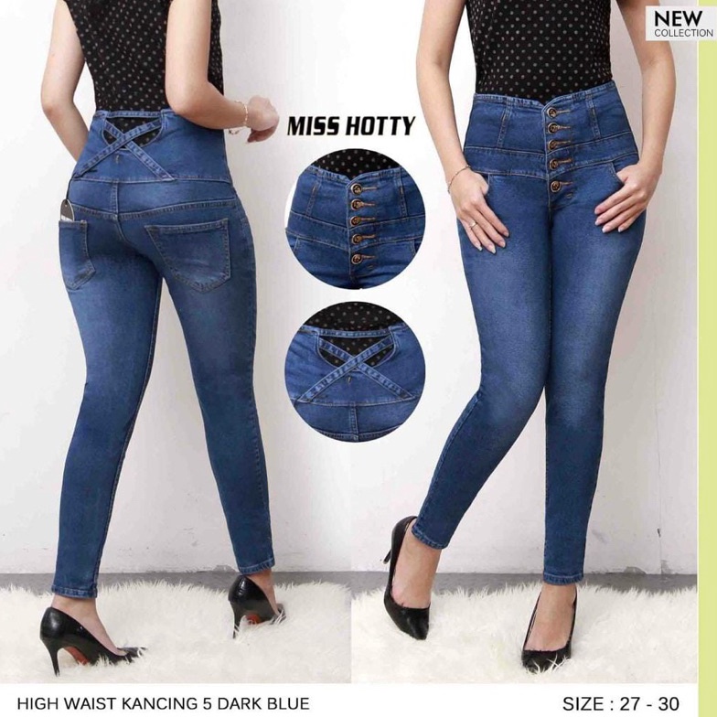 Lariz AF  Jeans Highwaist Skinny Kancing Aktif Starla Realpict  Premium Melar