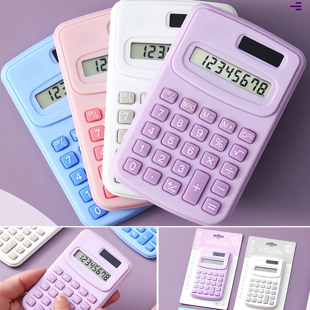 

Disc Kalkulator Mini 8 Digit Ukuran Saku WarnaWarna Lucu