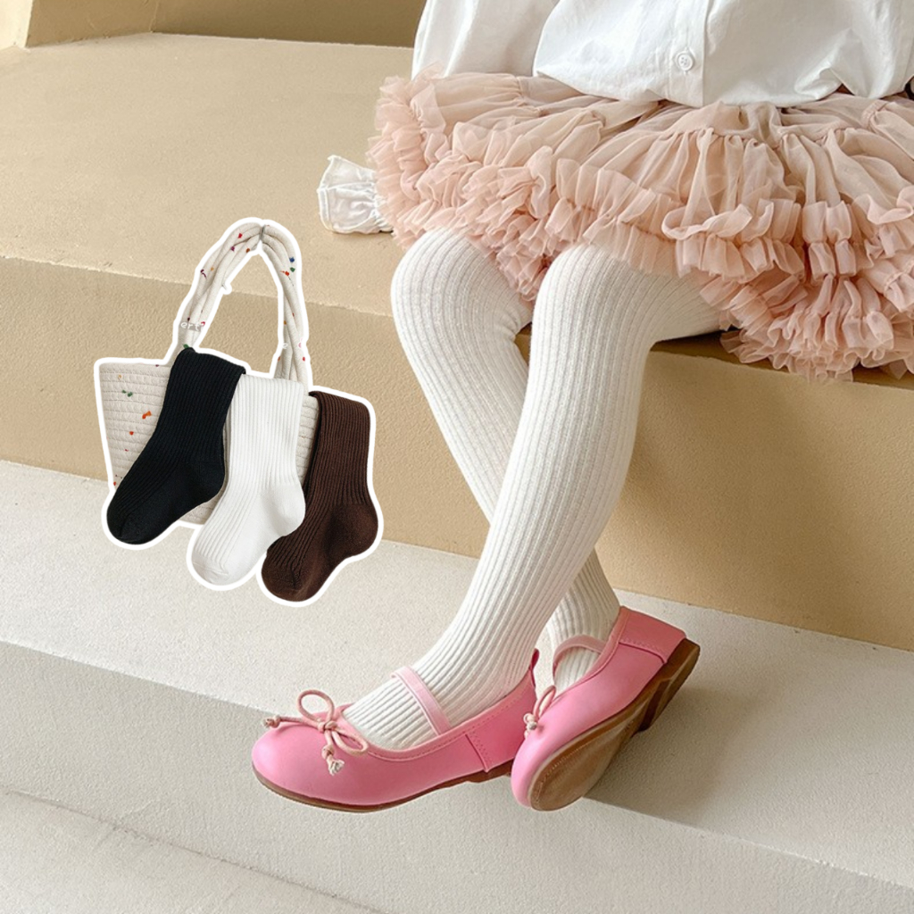 𝙝𝙤𝙩 𝙞𝙩𝙚𝙢 Legging Celana Polos Tutup Kaki Stoking Lejing Bayi Anak Toddler Hitam Putih Pink