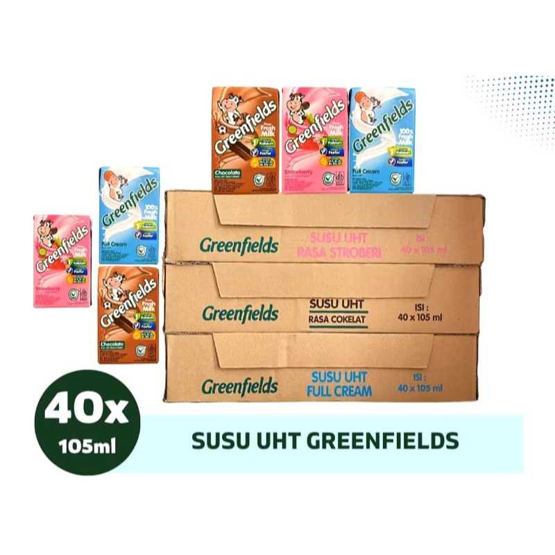 Greenfields 105 ml 1 dus 40 pcs Susu UHT Fresh Milk tersedia isi 10 pcs khusus INSTAN / SAMEDAY  ( D