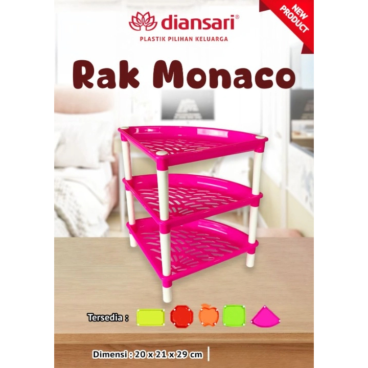 RAK PLASTIK SEGITIGA SUSUN 3 MONACO / RAK KOSMETIK RAK DAPUR RAK BAWANG RAK MINI SERBAGUNA / RAK SUD