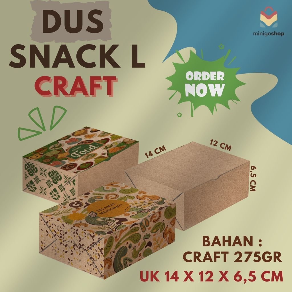 

DUS SNACK | DUS MAKANAN | BOX SNACK | CRAFT 275 GR | DUS SNACK KEKINIAN | 14 x 12 x 6,5 cm