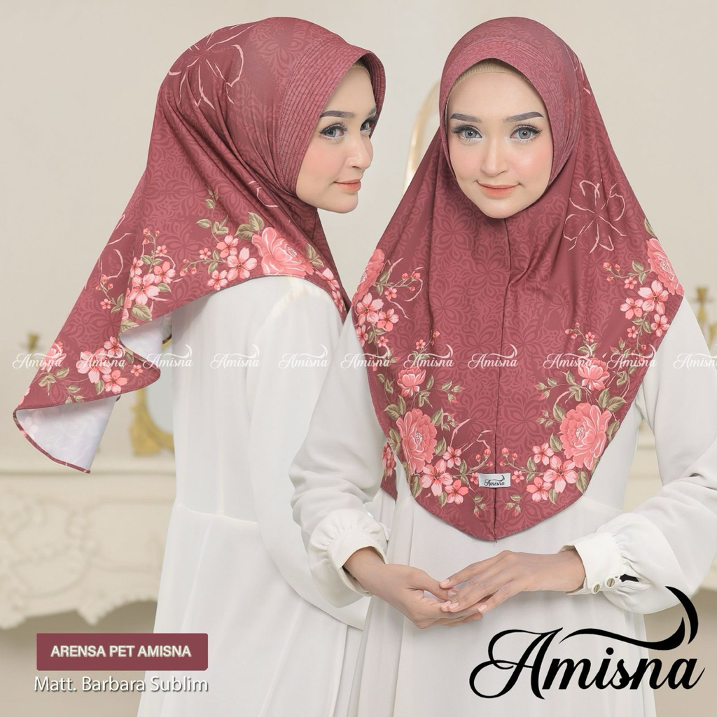 BERGO ARENSA PAD AMISNA Hijab Instan Sublime Motif Terbaru Khimar Instan Motif Bunga Terbaru Instan 