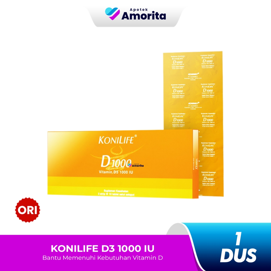 Konilife Vitamin D3 1000 IU Isi 30 Tablet / Kandungan Vitamin D3 1000 IU