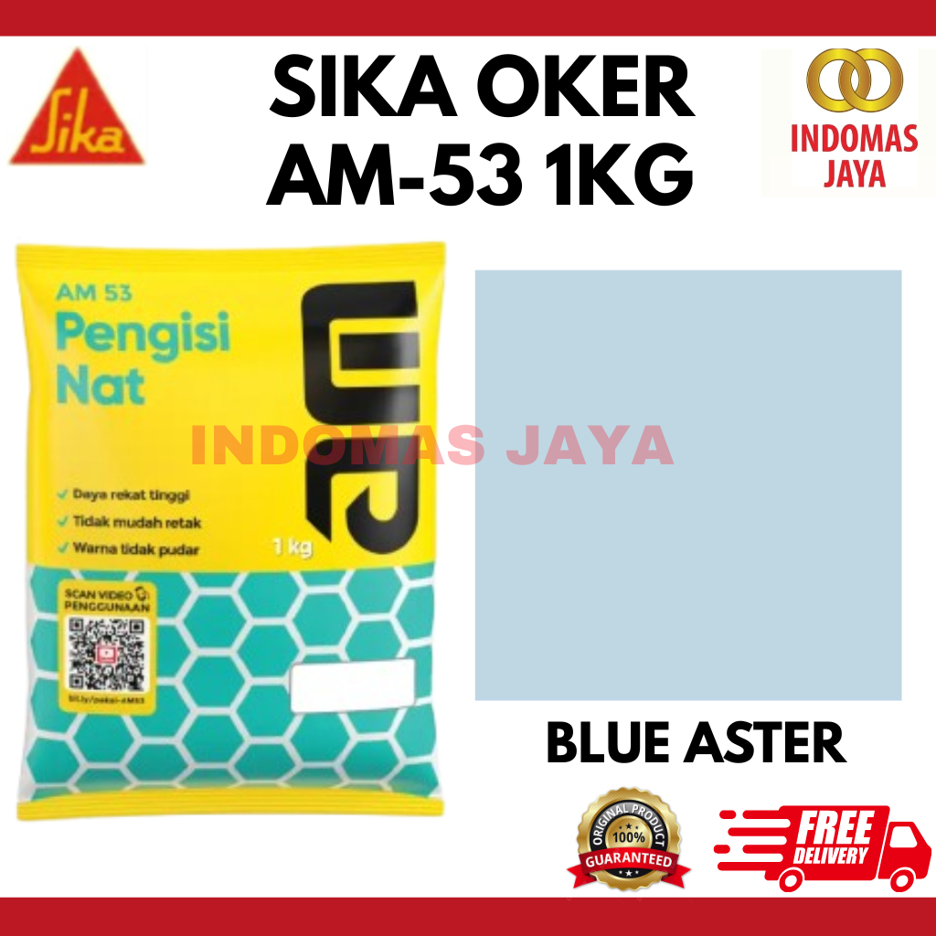 Sika Oker Nat Keramik AM 53 Pengisi Nat Tile Grout Semen Blue Aster 1Kg