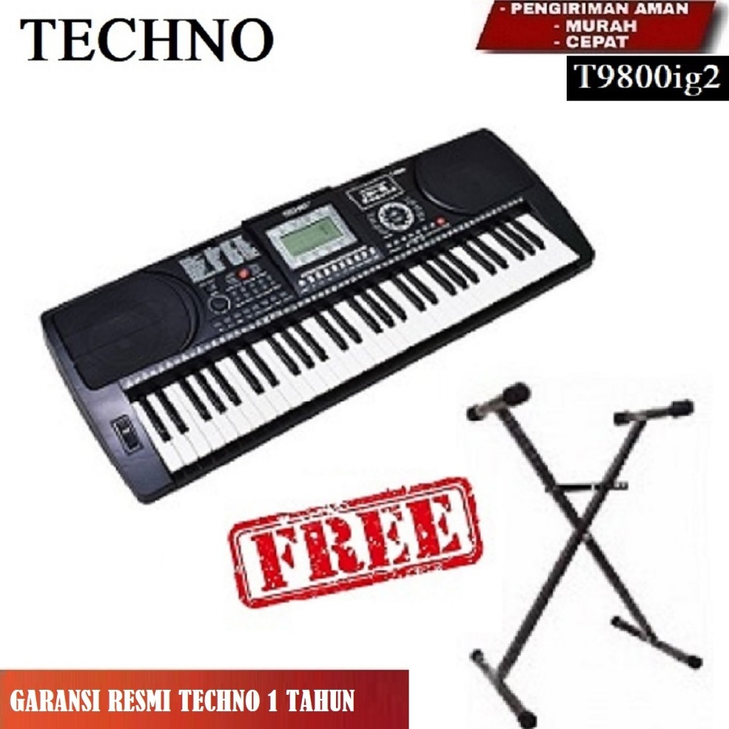 Keyboard Piano Techno T9800i g2 Free Stand Garansi Resmi Original New