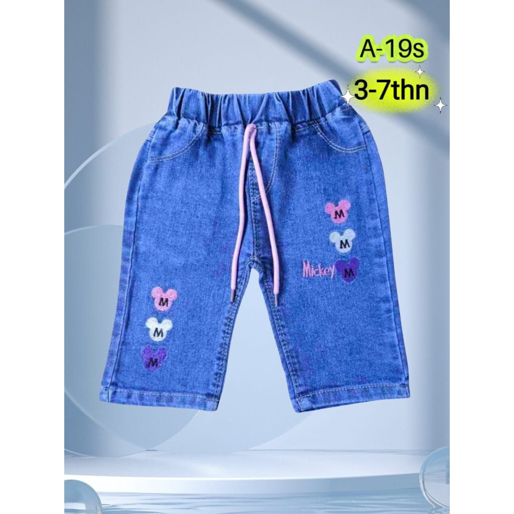 celana jeans anak perempuan 7/8  bordir -fashion