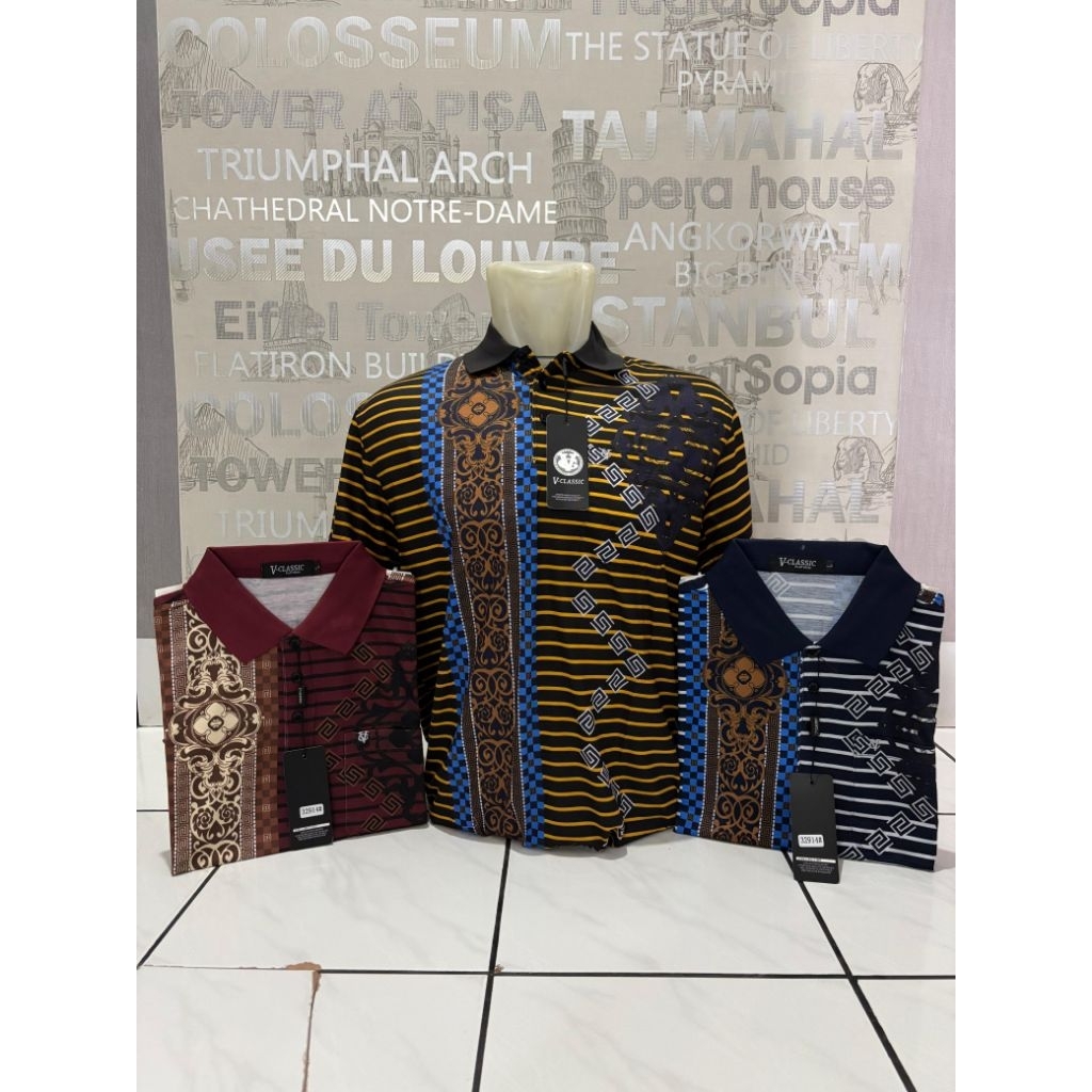 Kaos V Classic Original - Kaos Berkerah Pria Premium Pendek Regular