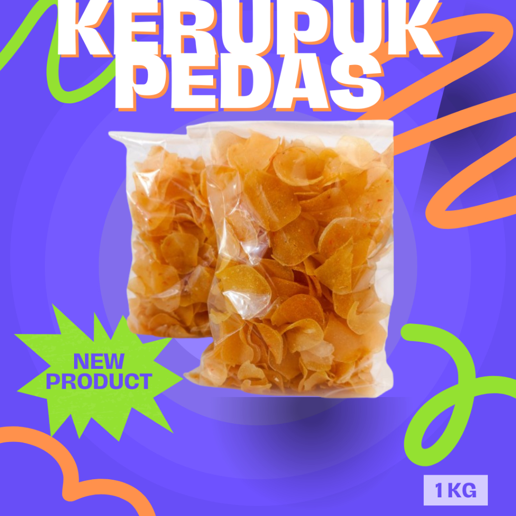 

Kualitas Premium! Kerupuk Krecek Pedas Singkong Mentah Super Kemasan Renyah Opak Singkong 1KG