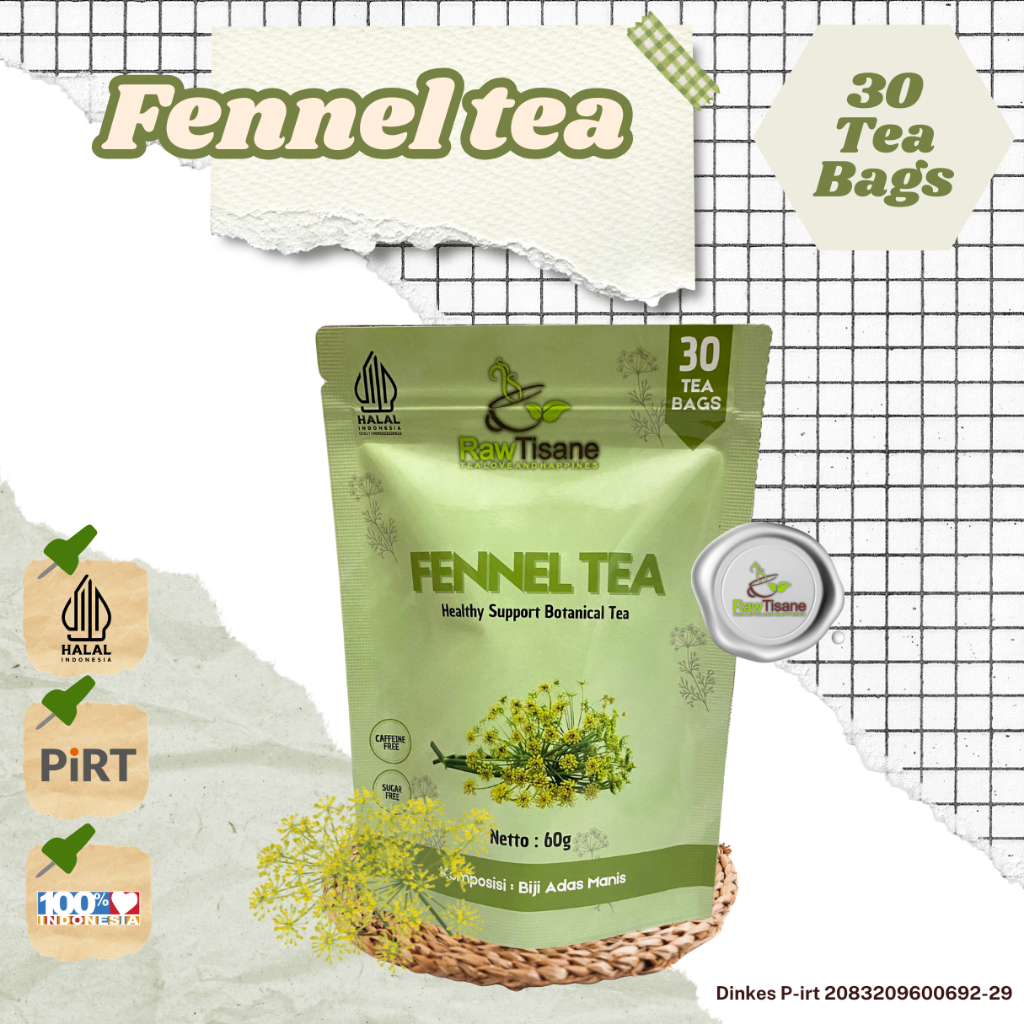 

RAW TISANE Fennel Tea : Fennel Seeds Tea / Teh Biji Adas Manis All Varian Isi 30 Tea Bag