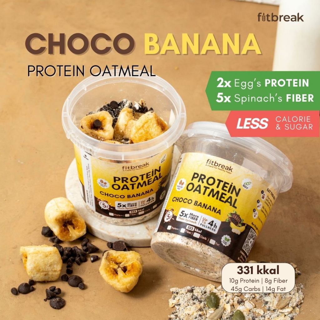 

Choco Banana Protein Oatmeal / Healthy Snack / Instant Oats / Overnight Oats / Diet Friendly / Sarapan / Oatmeal