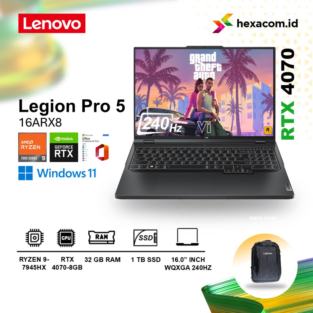 Lenovo Legion Pro 5 16ARX Ryzen 9 7945HX 32GB 1TB SSD RTX4070 16.0" WQXGA 240HZ