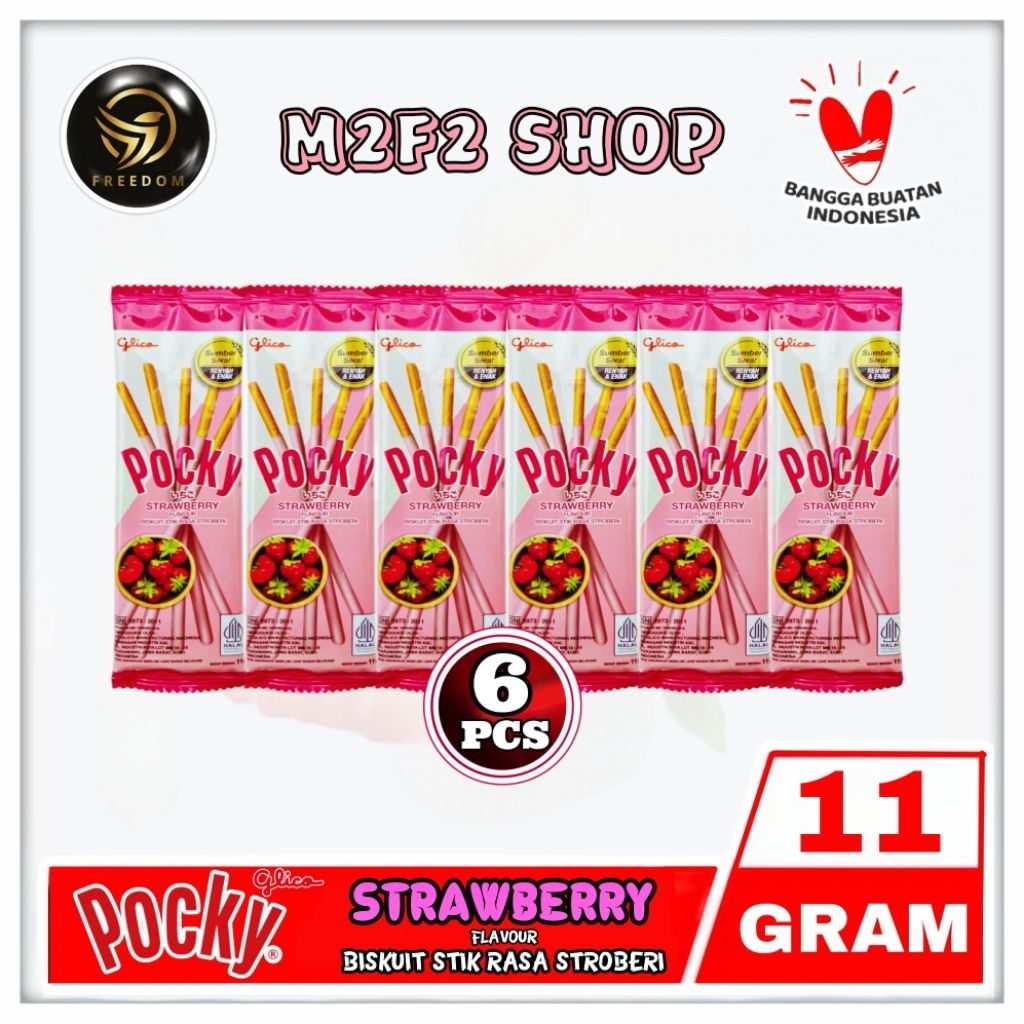 

Glico Pocky Biskuit Stroberi Stik | Strawberry Flavour - 11 gr (Kemasan 6 Pcs)