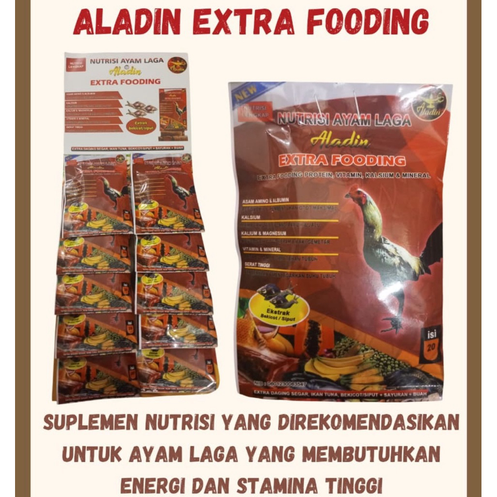 nutrisi ayam laga extra fooding aladin isi 20pcs vitamin ayam suplemen ayam aladin
