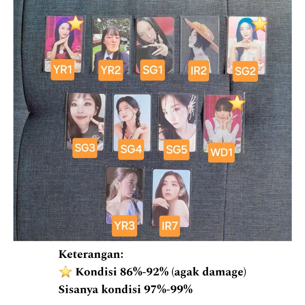 PC Photocard Red Velvet Irene Seulgi Wendy Yeri Chill Kill Azarine SG23 SG25 Season Greetings Birthd