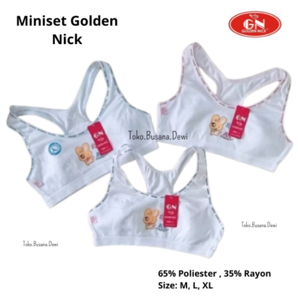 Miniset Remaja Golden Nick 421 | Mini set Anak Perempuan GN Katun Lembut ABG Putri Sekolah Putih | B