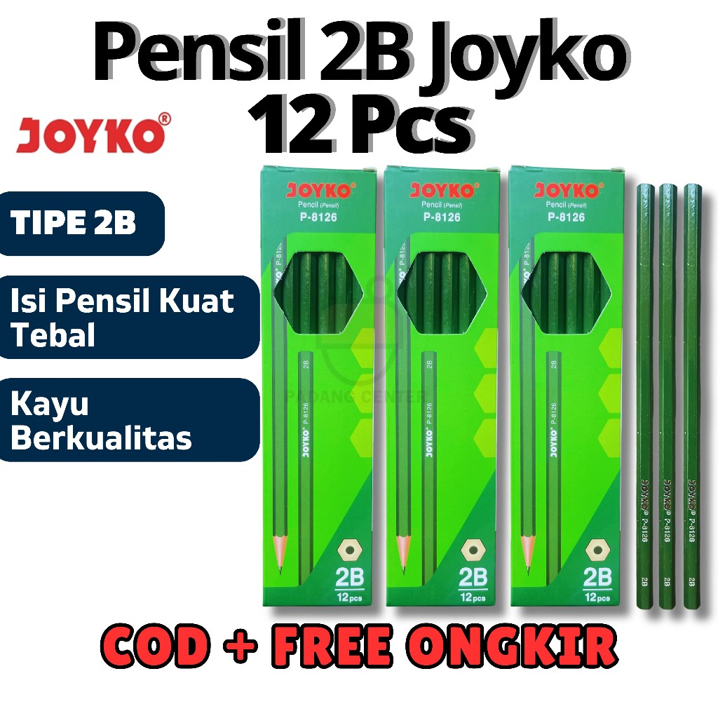 

Pensil Joyko 2B P-8126 (12 Pcs) Asli – Pensil Ujian Komputer HB 2B Anti Patah, Mudah Diraut, Halus & Tebal – Untuk Sekolah, Kantor, Menggambar, Anak SD SMP SMA