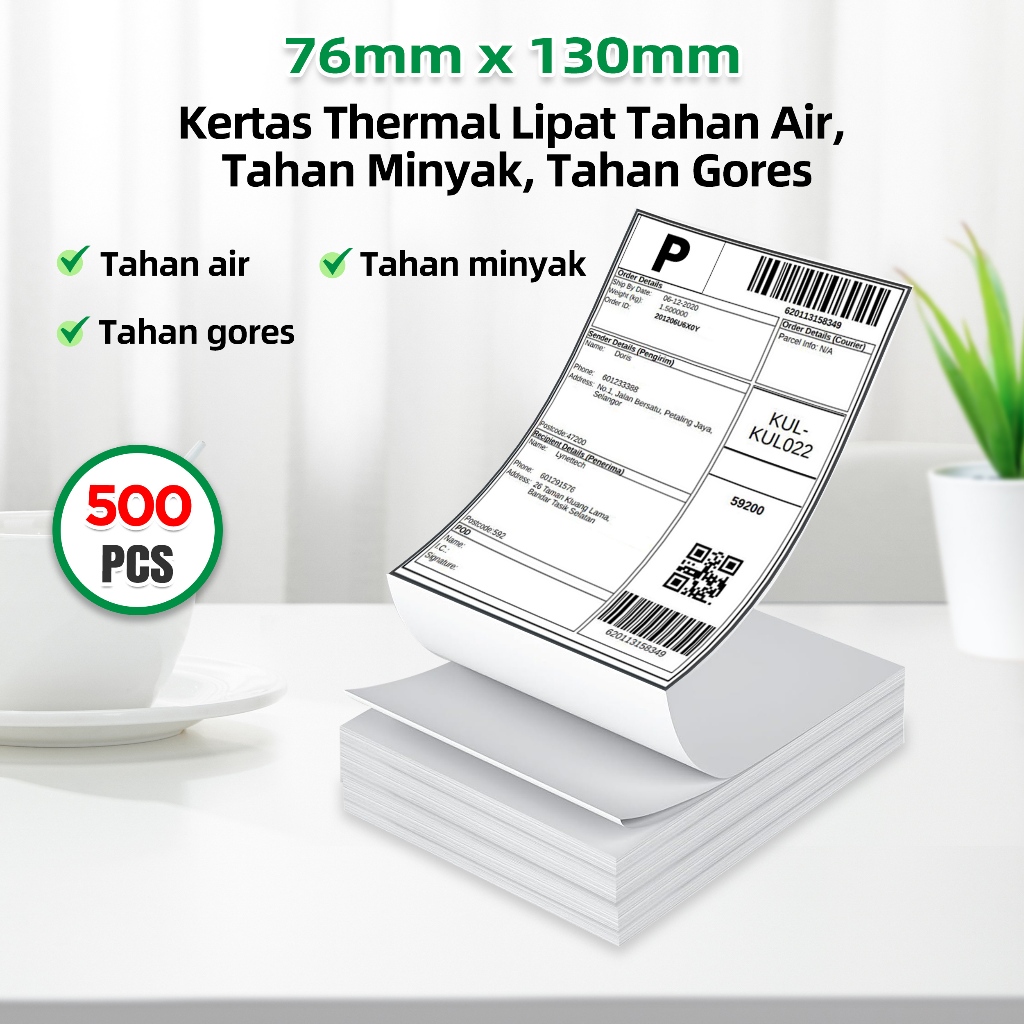 

KERTAS STICKER LABEL THERMAL LIPAT 100x150 BARCODE A6 76x130 BARCODE A7