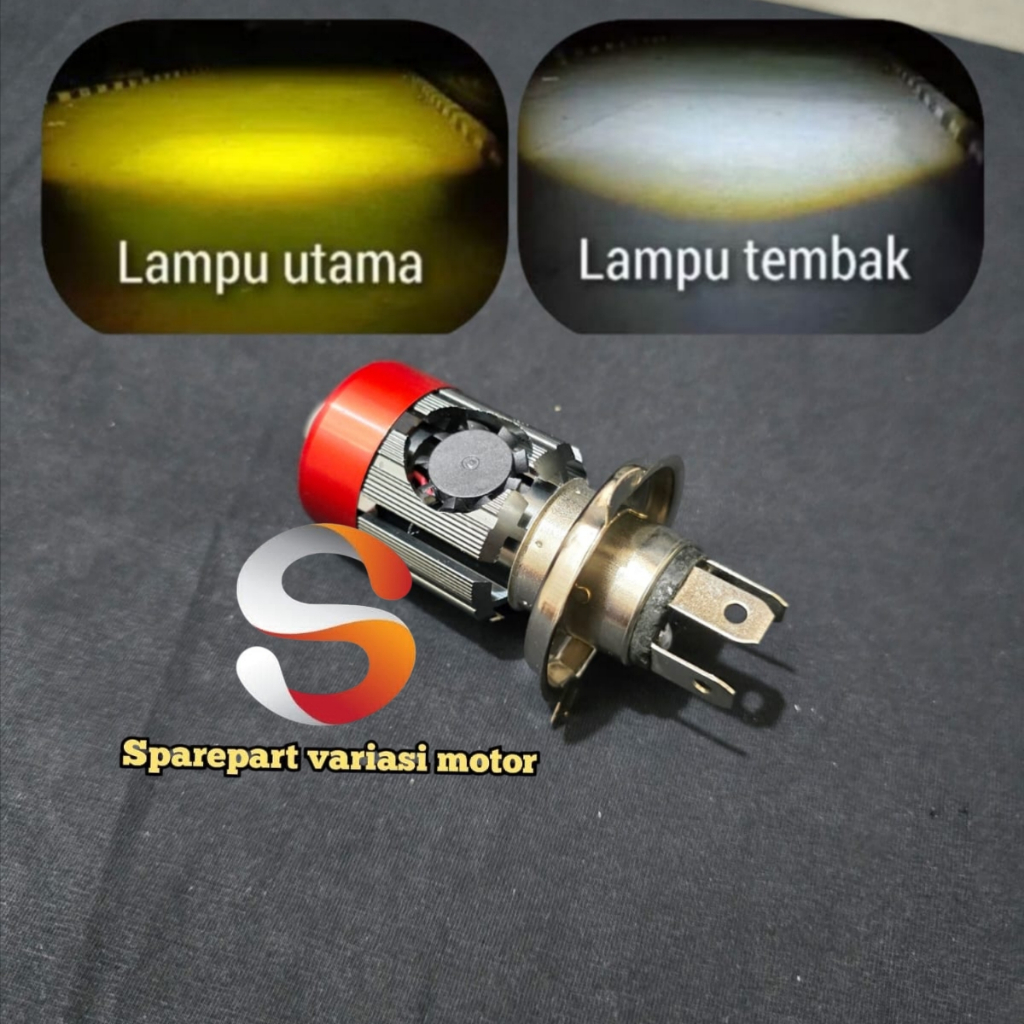LAMPU UTAMA LED LASER KIPAS H4 SUPER TERANG UNIVERSAL PUTIH KUNING