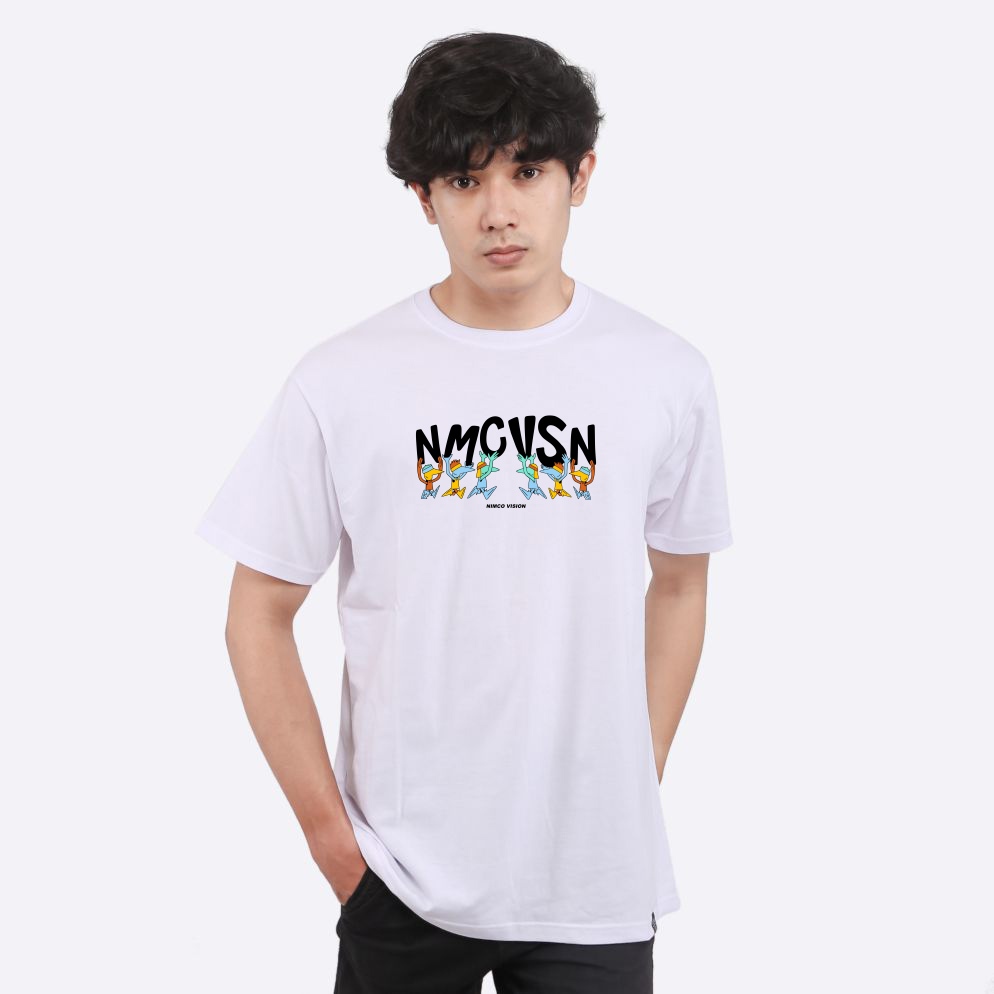 Ready Stock - Kaos Nimco Vision 6758 S17 Putih Green Mint Blue - Kaos pria distro original 100%