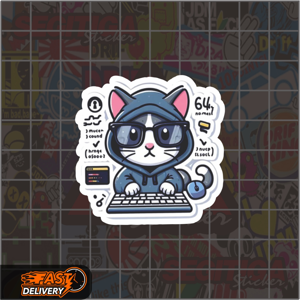 

Sticker Kucing Lucu Computer Cats Ukuran 5 x 5 Cm