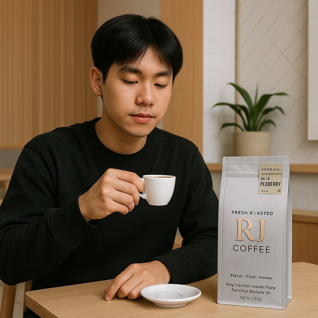 

KOPI Arabika Aceh Gayo Pearbery kopi Lanang/tunggal pure premium pilihan para pecinta kopi grade 1kg//Bubuk/Biji - RJ Coffee and Rosteary